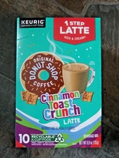 TWO BOXES Donut Shop Coffee Cinnamon Toast Crunch Latte 10 Pods Best By 9/26