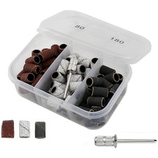 75 Pcs Resin Bonded Nail Sanding Bands 80 120 180 Grit with Carbide Mandrel