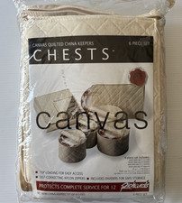 NEW Vintage Richards China Keepers Dinnerware Canvas Quilted Storage Chests 6 pc