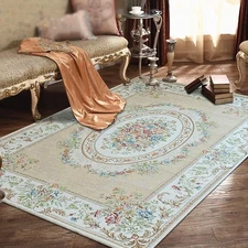 Luxury Soft Rustic Floral Area Rugs Washable Elegant Non Slip Accent Floor Ru...