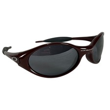 Vintage Oakley Eye Jacket 1.0 Sunglasses Dark Red Frame Made in USA