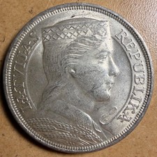 1932 5 Lati - Big Latvian Silver - Key Date - As Shown! (#3252)