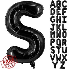 Lovoir 40" Black Letter S Balloon Jumbo Mylar Foil for Parties