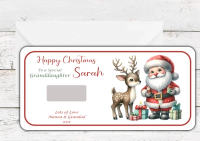KRAFTYKARDS Santa Christmas Scratch Card Personalised Surprise Reveal Ticket Gift Voucher