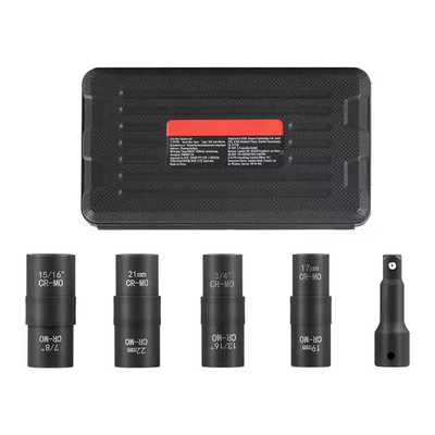 Lug Nut Impact Socket Set, 1/2 In. Drive Metric and SAE 6-Point Flip Socket Set,