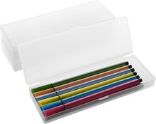 3 Packs Small Plastic Pencil Case Clear Boxes Stationery Storage Case with