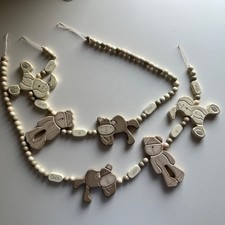 Mamas & Papas One Upon A Time cream, grey & Beige Wooden curtain Tie Backs