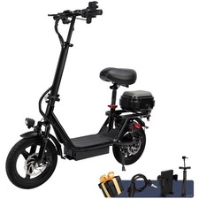 Electric Folding Scooter 48V 500W 14" Tires w/ Basket Commuter E-Bike 20MPH #