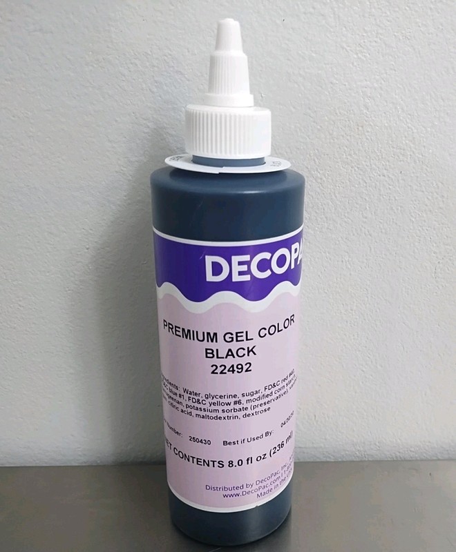 Decopac Gel Coloring Black 8 oz New 22492 Exp. 04/30