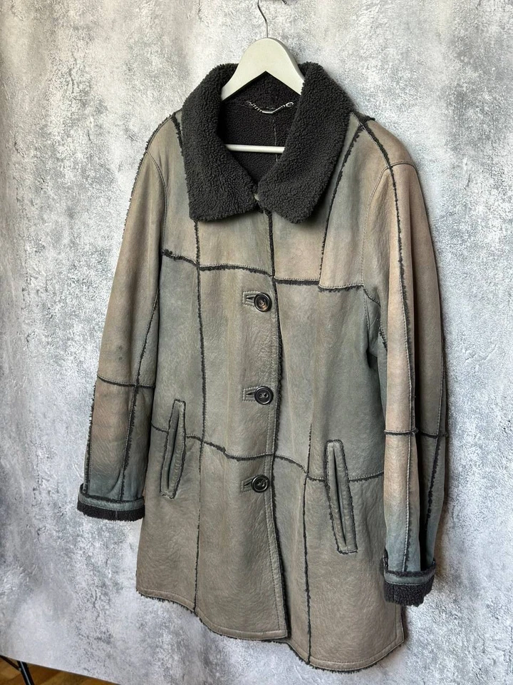 RRP 1900$ Werner Christ Patchwork Shearling Coat Size 50 Made in Germany - Image 2 of 4
