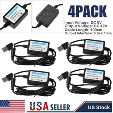 4PCS DC 5V to 12V 1A USB Power Supply Converter 5.5 2.1mm 1M USB Boost Cable