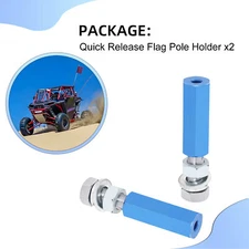 Quick Release Flag Pole Holder BLUE "2 PACK" ATV UTV Motorcycle Dirt Bike 1/4"