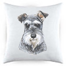 Schnauzer Uncropped Satin Throw Pillow