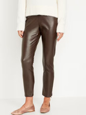 Old Navy High Rise Faux Leather Zip Ankle Pants Womens 6 Brown NEW