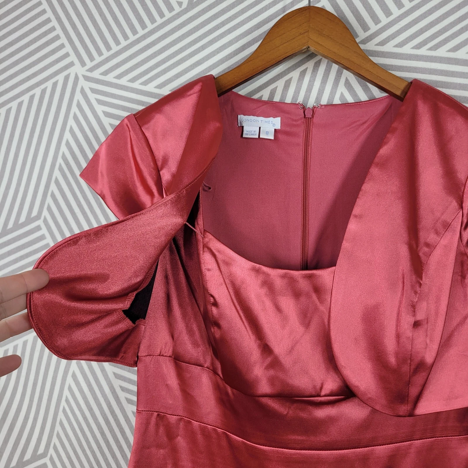 PALM ANGELS Abito da sera London Times taglia 8 mamma sposa sposo lunghezza ginocchio giacca rosa