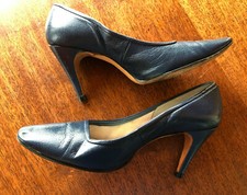 Vtg 50's 60's Sylvia Cristie Variety Navy Blue Pumps Women's Shoes High Heels 5
