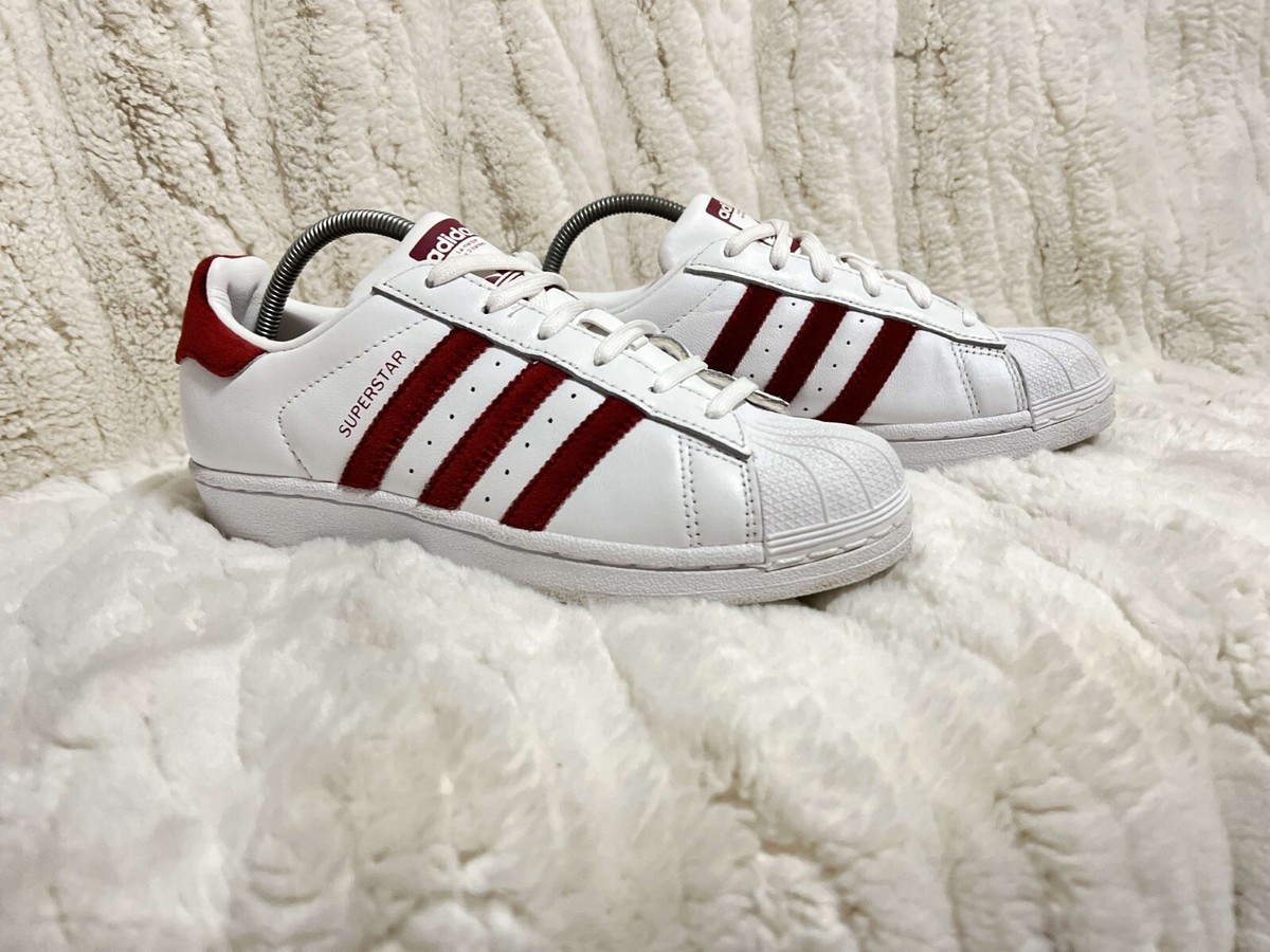 Mens Adidas Superstar Trainers Size Uk White/Burgundy UK