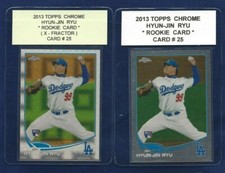 2013 Topps Chrome Hyun-Jin Ryu Rookie 2 Card Lot X-Fractor and Base Crome #25 