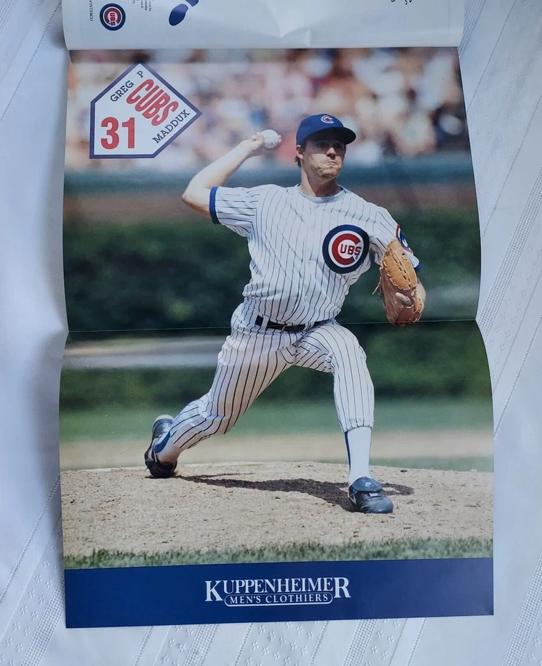 Greg Maddux Cubs Quarterly 1991 Issue Chicago Cubs Mad Dog Includes POSTER RARE - Image 2 of 2