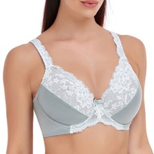 Women's Underwire Lace Unlined Bra Minimizer Full Cup Non Padded Everyday Bras