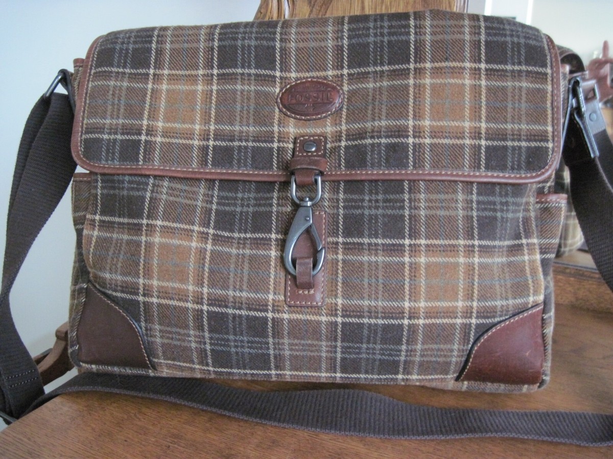 Vintage FOSSIL Plaid Wool 14587 FIELD SPORTS DEPT. Messenger Vintage FOSSIL Plaid Wool 14587 FIELD SPORTS DEPT. Messenger