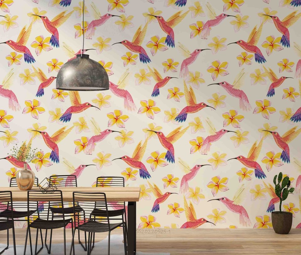 3D Hummingbird Flower Patterns Wallpaper Wall Murals Removable
