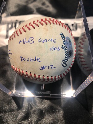 Juan Soto MLB Game Used Double to Acuna Jr Signed Baseball 7/22/18