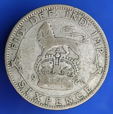 1926 George V sixpence 6d, 50% silver coin   [32316]