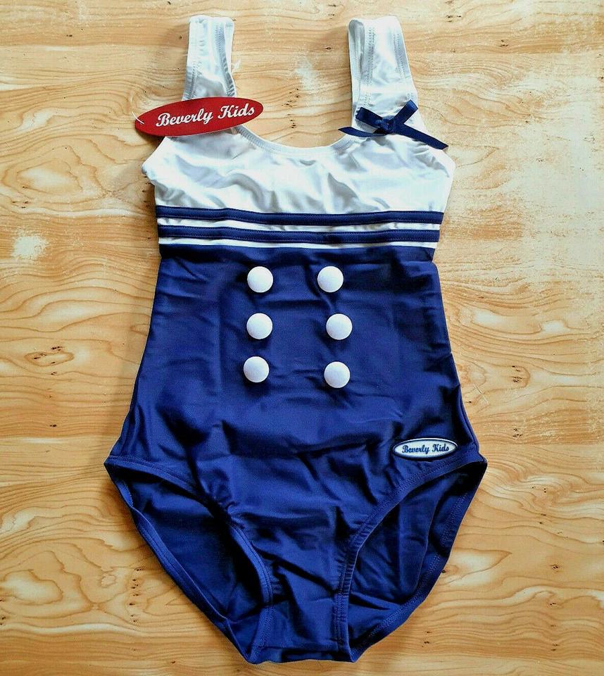 MAILLOT DE BAIN 1 PIECE 6 ANS ou 8 ans FILLE MARIN MARINIERE NEUF BLEU BLANC - Photo 1/3