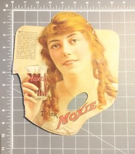 Rare DRINK MOXIE Advertising Fan , Woman Model  Copyright 1915