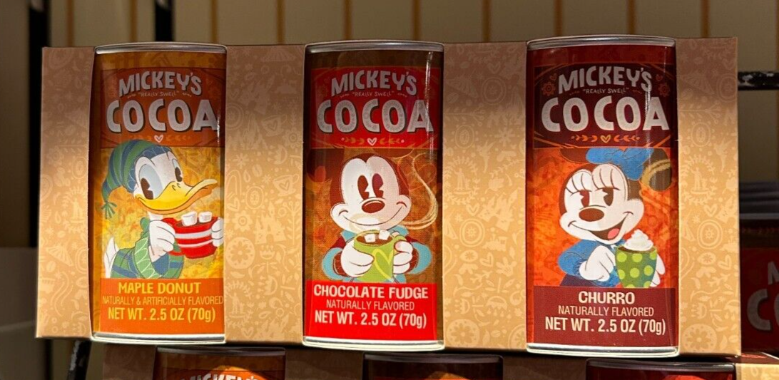 Disney Parks Mickey's Cocoa 3 Flavor Tin Pack 2.5 oz NEW Fudge
