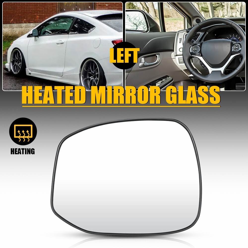 2012-2013 Honda Civic Left Driver Side Heated Mirror Glass Replacement-image