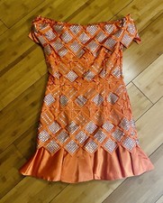 Handmade Orange Sequin Off The Shoulder Cocktail Small New No Tags See Measures