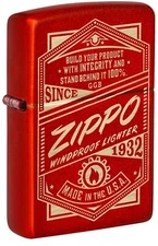 Zippo It Works Design Metallic Red Pocket Lighter