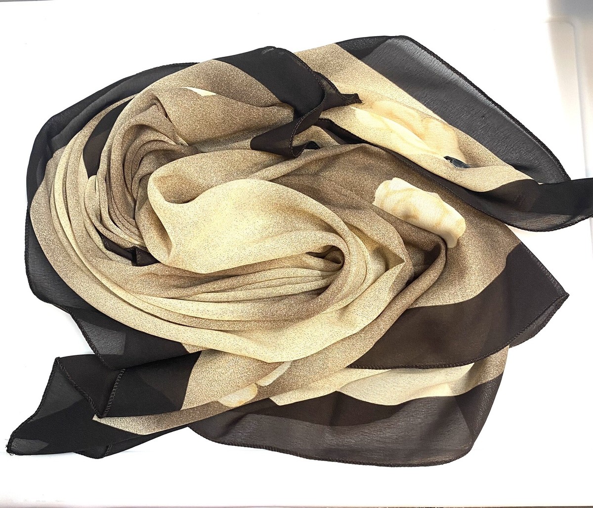 Vintage scarf, beige tone, silk, Beril | eBay display picture 1