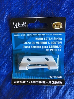 NEW Wright Products V777STWH KNOB LATCH STRIKE WHITE SCREEN STORM KIT 