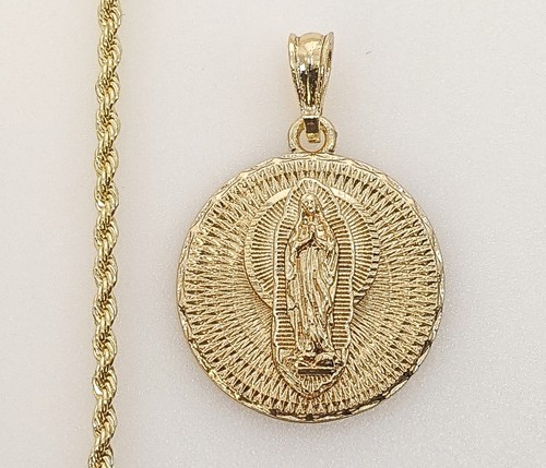 Collier Vierge De Guadalupe Plaqué Or Blanc - Pendentif Ovale Avec Chaîne De 20 Pouces - Neuf Avec étiquettes