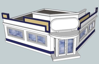 Restaurant Corner Diner Kit S HO or N Train Scenery Building White & Paintable!