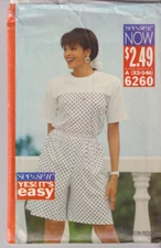 6260 BUTTERICK See & Sew - TOP & SHORTS - Sz XS/S