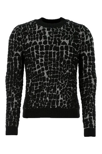 YOKE Cotton mesh stripe crew neck sweater Size: 2 Black Men