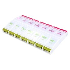Pill Box 8" x 4.25" Pill Organizer 7 Day 2 Times a Day Weekly Jumbo Extra Large