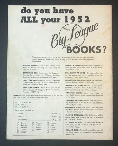 1952 Washington Nationals Baseball Team Yearbook MLB 50 Ct. Yost/Vernon/Etc VTG! - Picture 4 of 4