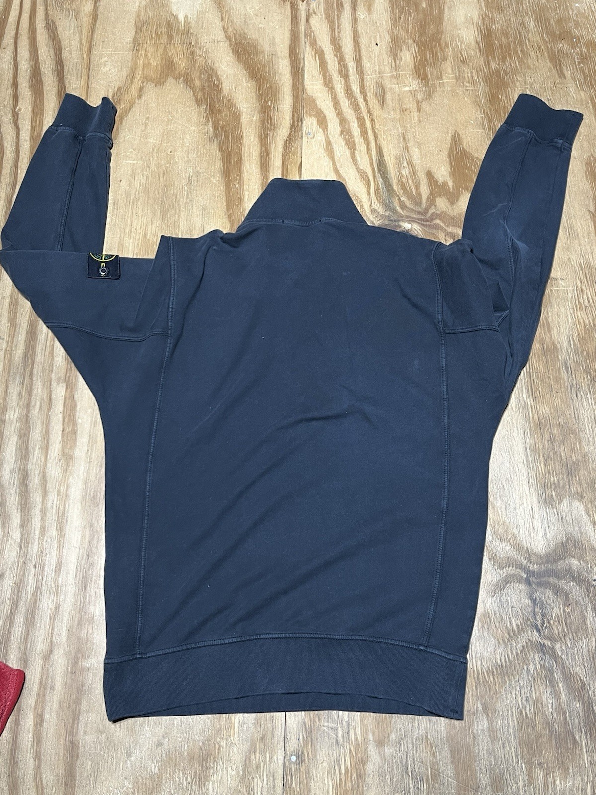 STONE ISLAND Quarter Zip Pullover Badge Sweatshirt Medium Black @DF thumbnail 4