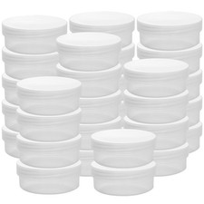 30 PCS Round Clear Plastic Bead Storage Containers with Lids Cylinder Stackable