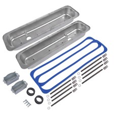 For Chevy Small Block 350 1987-97 Tall Finned Valve Covers Center Bolt Polished