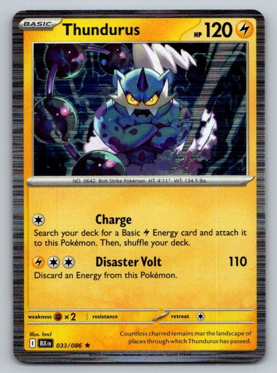 Thundurus Holo Rare SV: Black Bolt 033/086 NM