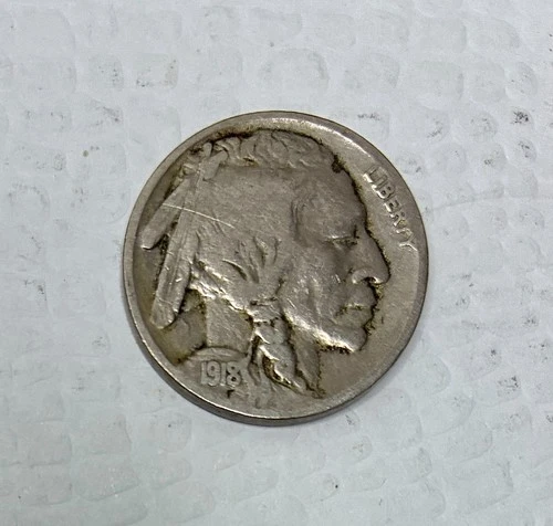 1918 Buffalo Nickel, Fine Details, Scratch