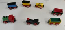 BRIO Wooden Train Vintage Magnetic Cars and Engine Lot of 7 pieces