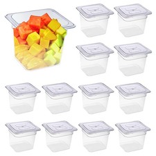 Plastic Food Pan with Lids Clear Food Storage Containers 1/6 Size 6 Inch Deep
