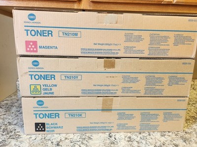 All 3 New Genuine Konica Minolta TN210Y TN210M TN210K Toner Cartridge
